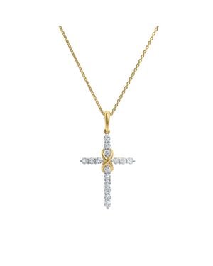 LMJ Fine Jewelry Isola 14K Diamond Cross Pendant - Metallic