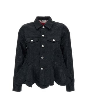 Comme des Garçons Floral Jacquard Layered Boxy Jacket - Black