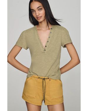 Pilcro Cotton Henley Tee - Green