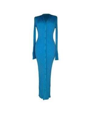 Galvan London London Rhea Ribbed-Knit Maxi Dress - Blue