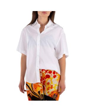 MM6 by Maison Martin Margiela Ladies Short-Sleeve Cotton Shirt - White