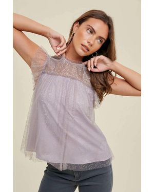 Wishlist Metallic Polka Dot Mesh Top - Multicolor
