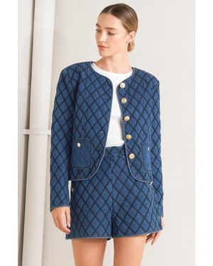 TRUEDAMES Modernluxe Quilted Woven Jacket - Blue