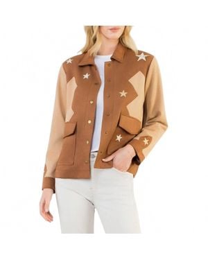 Thml Star Embellishment Suede Jacket - Brown