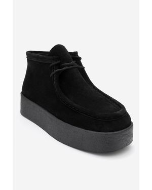 Forever & Always Shoes Melia Leather Platform Boot - Black