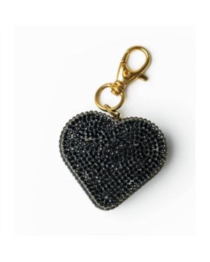 DML Wholesale Rhinestone Heart Charm Safety Alarm Keychain - Black