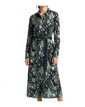 DESOTO Palm Print Shirt Dress - Green