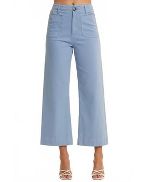 In February Stretchy Cotton Linen Ankle Pants - Blue