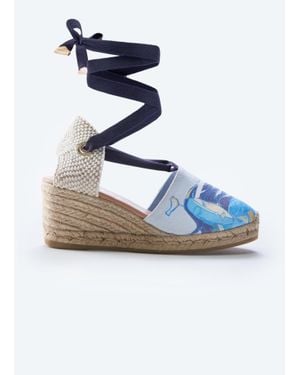 VISCATA Escala Mediterranean Dreams Canvas Espadrilles Wedges - Blue