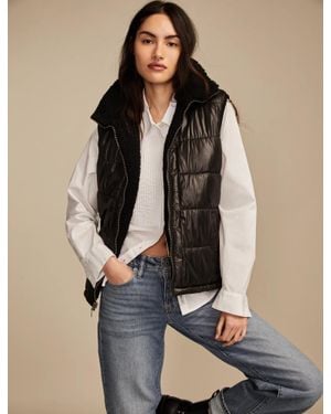 Lucky Brand Reversible Faux Shearling Vest - Blue