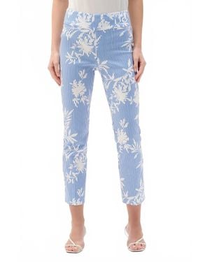 Joseph Ribkoff Printed Pull On Cropped Pants - Blue