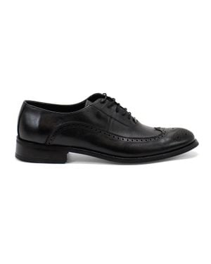 Hakki Genova Leather Wingtip Oxford Shoes - Black
