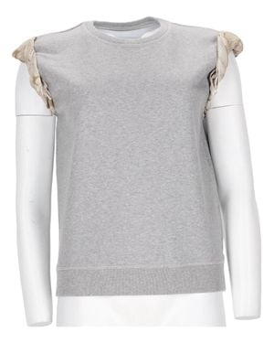 Maison Margiela Boxy Sweatshirt With Ruffled Silk Accents - Gray
