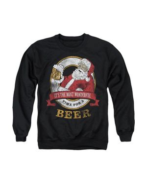 Gildan Christmas Wonderful Time Beer Adult Crewneck Sweatshirt Sweater - Black