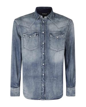 Dondup Worn-Look Denim Flap Pockets Texan Shirt - Blue