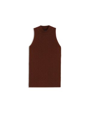 BOSS Knitted Cotton Top With Micro-Lace Structure - Brown
