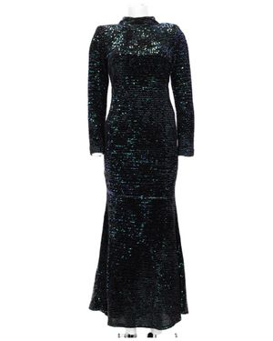 JOSHE Floor-Length Sequin-Embellished Fitted Dress - Black