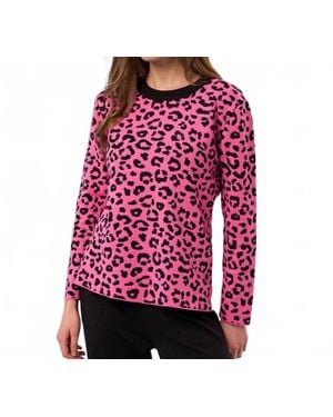 French Kyss Leopard Print Scoop Neck Top - Red