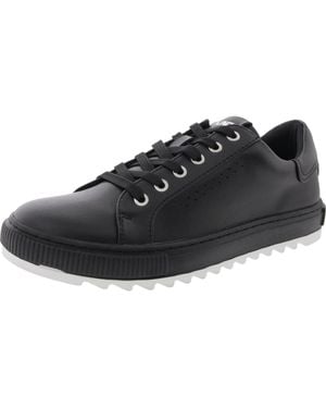 DKNY Oliver Lace-Up Leather Casual And Fashion Sneakers - Black