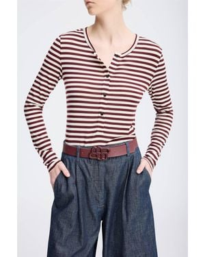 Munthe Levoma Sripe Henley Top - Blue