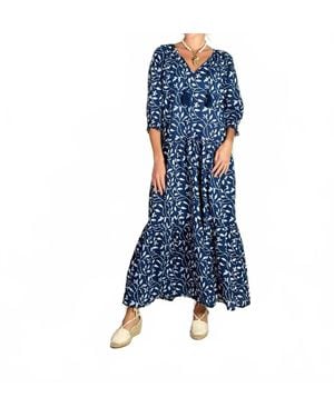 Just Darviny Raye V-Neck Long Maxi Dress - Blue