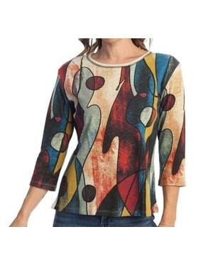 Jess & Jane Tam Tam Printed Cotton Top - Blue