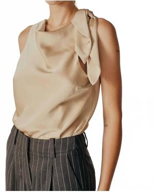 DELUC Alchemilla Sleeveless Cowl Neck Top - White