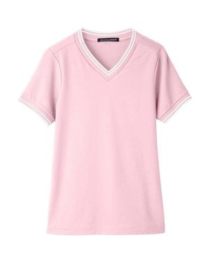 Devon & Jones Crownlux Performanceplaited Tipped V-Neck Shirt - Pink