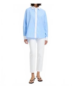 French Connection Poplin Contrast Button Down Shirt - Blue