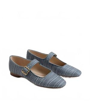 Sam Edelman Michaela Raffia Mary Jane Shoes - Blue