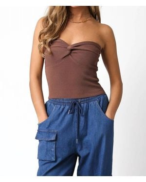 Olivaceous Lovers Twist Front Tube Top - Blue