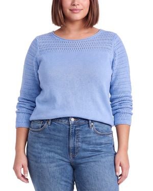 NIC+ZOE Nic+Zoe Placed Pointelle Sweater - Blue