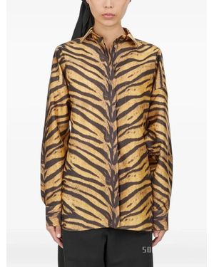 Ferragamo Tiger Print Long-Sleeved Shirt - Multicolor