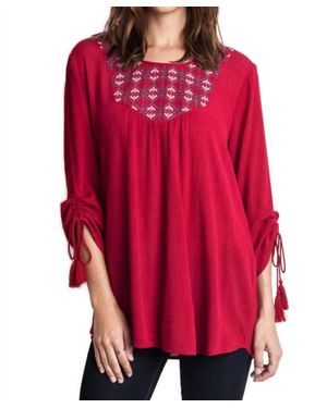 Umgee Embroidered Baby Doll Top