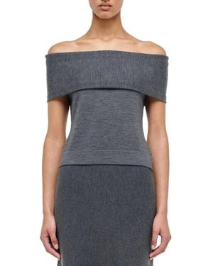 Jonathan Simkhai Callahan Wool Off Shoulder Top - Gray