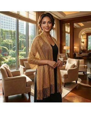 TRUEDAMES Shimmering Fringe Evening Shawl Scarf - Purple