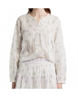 LoveShackFancy Lita Long Sleeve Top - Gray