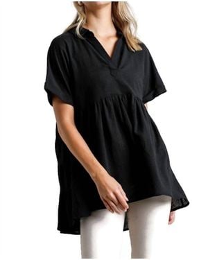 Umgee Babydoll Long Tunic - Black