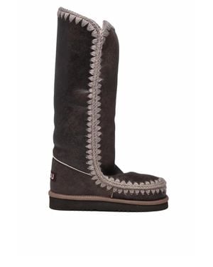 Mou Leather Wool Eskimo Boots - Black