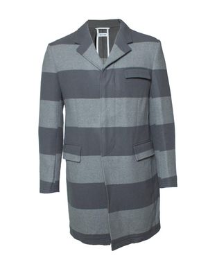 Thom Browne Striped Wool Coat - Gray