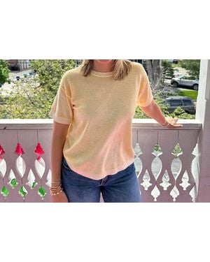 Charlie b Short Sleeve Reverse Print Crew Neck Sweater - Blue