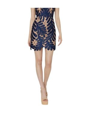 MILLY Osianna Strapless Leaf Lace Mini Dress - Blue