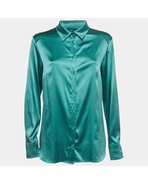 Weekend by Maxmara Silk Satin Full Sleeve Button Front Shirt L - Green
