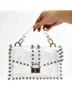 H & D Accessories Crossbody Bag With Rhinestone Studs - White