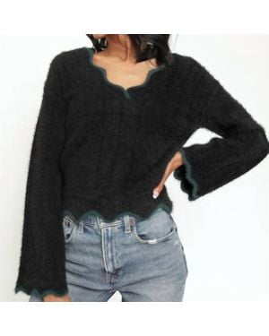 Mystree Scallop Edge Sweater - Black