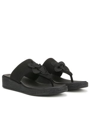 LifeStride Bloom Sandals Floral Toe Post Wedge Thong Htat1801 - Black