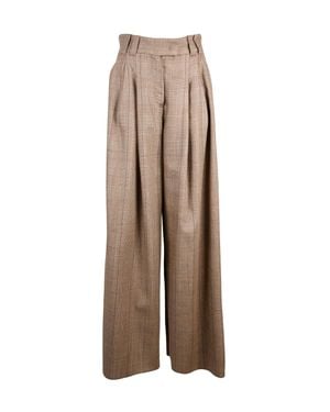 Marella Pleated High-Waist Wide Leg Pants - Natural