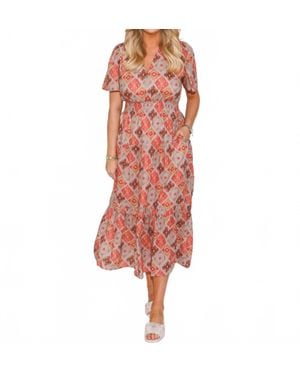 Thml Smocked Waist Tiered Print Maxi Dress