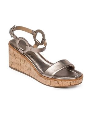 Bernardo Kennedy Sandals Metallic Leather Wedge Heel Jobb338