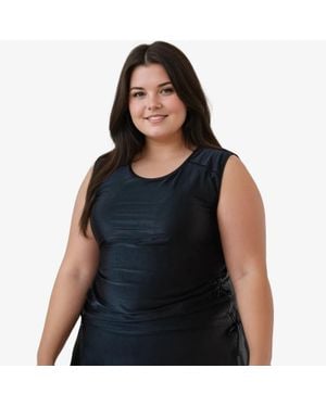 Calypsa Plus Closed Back Tankini Maya Swim Top - Black